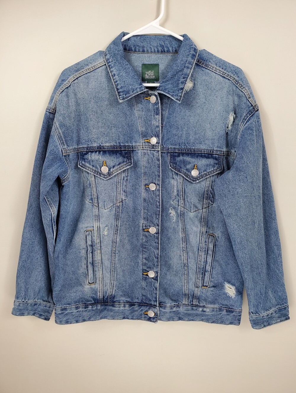 Wild Fable Size S Medium Wash Button Front Denim Jacket